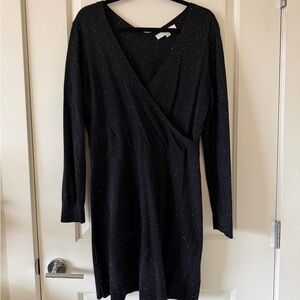 LOFT Black Flecked Long Sleeve Dress